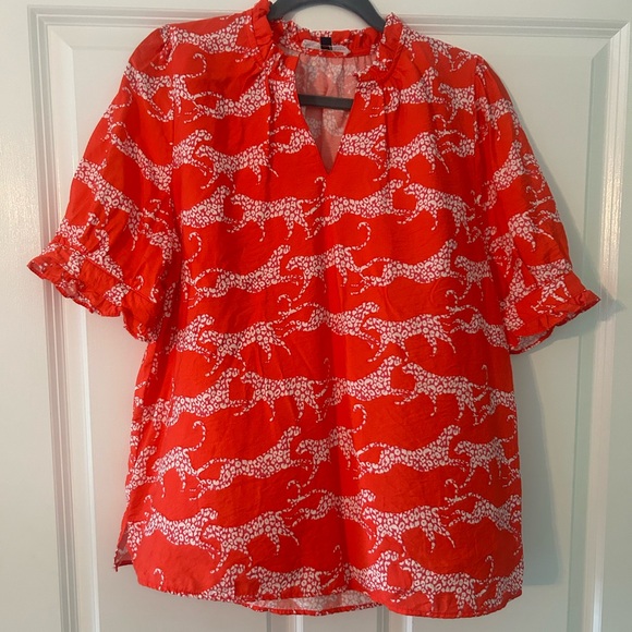 Like New Michelle McDowell leaping leopard blouse; size Medium - Picture 1 of 5